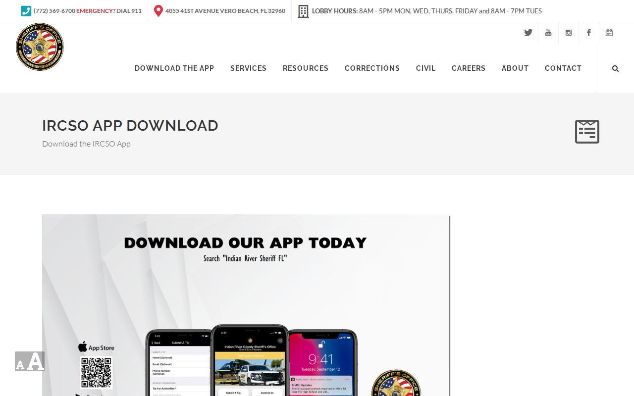 Indian River County Sheriff official mobile app download page
