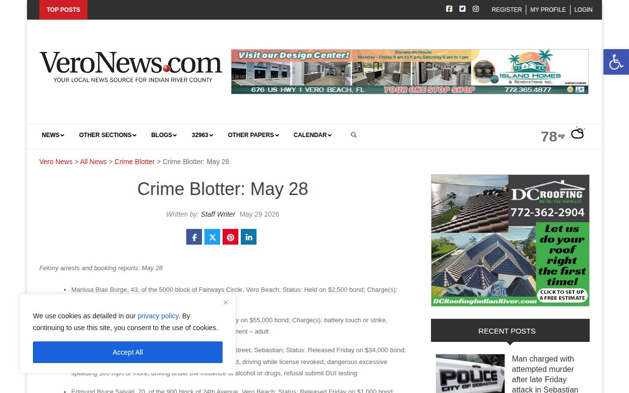 Vero News Indian River County crime blotter example